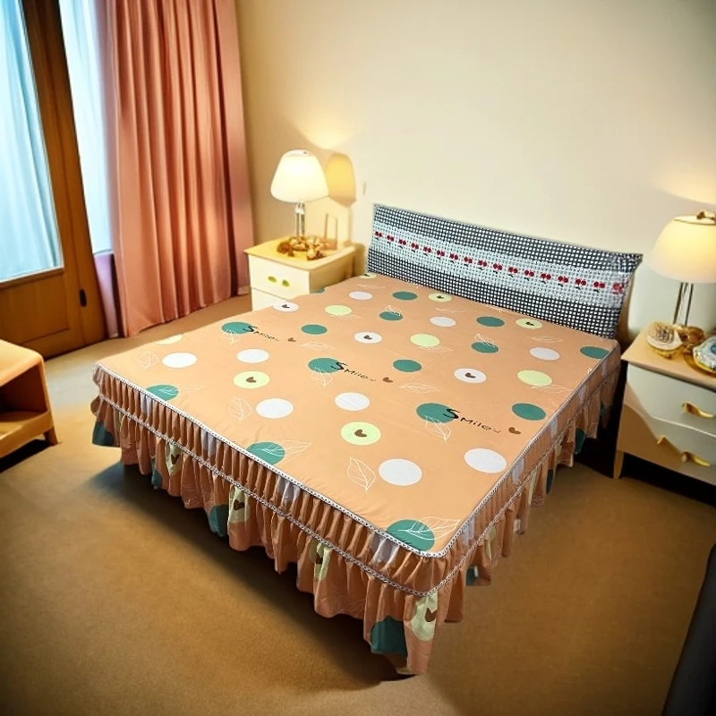 秋冬新款桔色床罩防滑好洗好干四季通用磨毛加厚