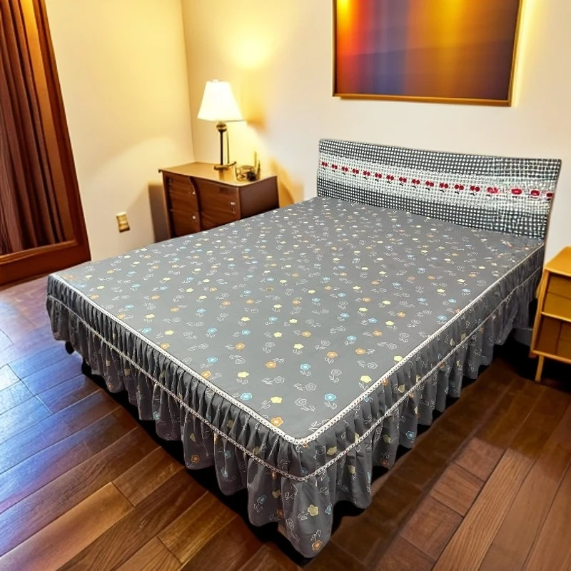 高端加厚防滑床罩花边单品斜纹床裙面料双人床床套罩家用床盖款