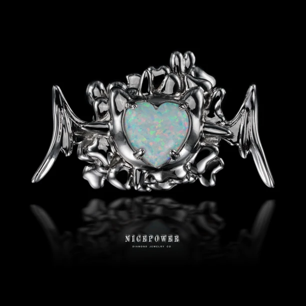 NICEPOWER/金帕沃 925银戒指 猫猫头欧珀戒指设计师小众银饰辣妹