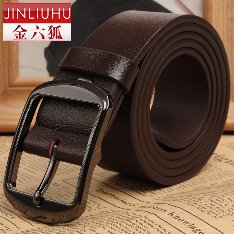 金六狐棕色皮带女真皮3.8宽腰带女针扣简约百搭咖啡色牛仔裤带软