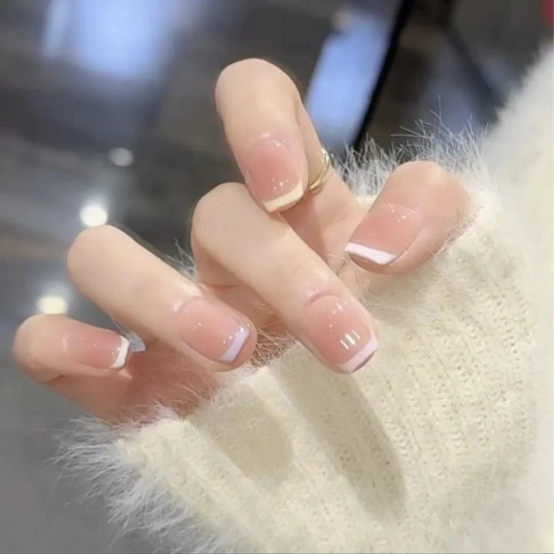 【糖果】手工穿戴甲彩法式显白指甲贴光疗甲美甲贴