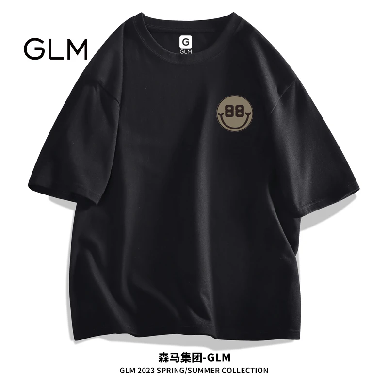 GLM美式高街印花纯棉休闲短袖t恤男夏季情侣宽松上衣潮流体恤百搭