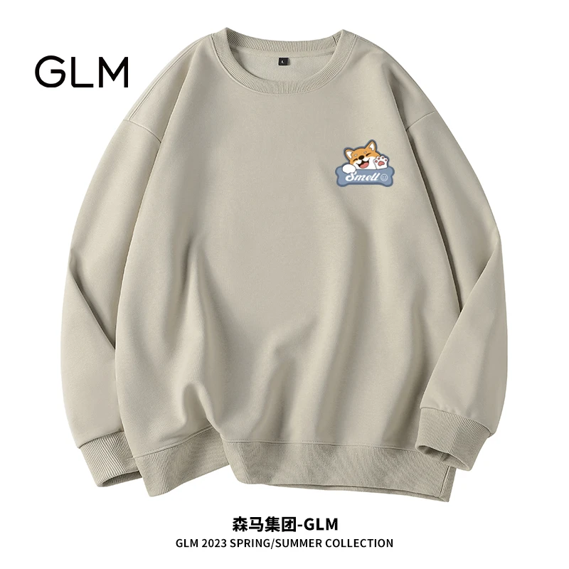 森馬集团GLM秋季新款潮牌圆领卫衣男大码宽松百搭舒适无帽打底衫