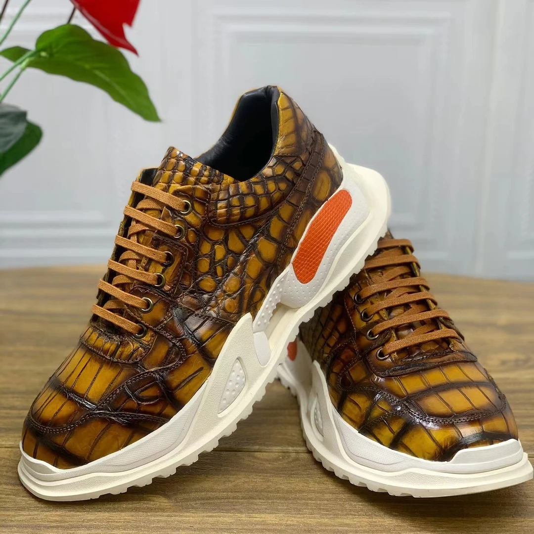 擦色多色鳄鱼皮机甲鞋时尚潮流百搭运动男鞋休闲潮鞋