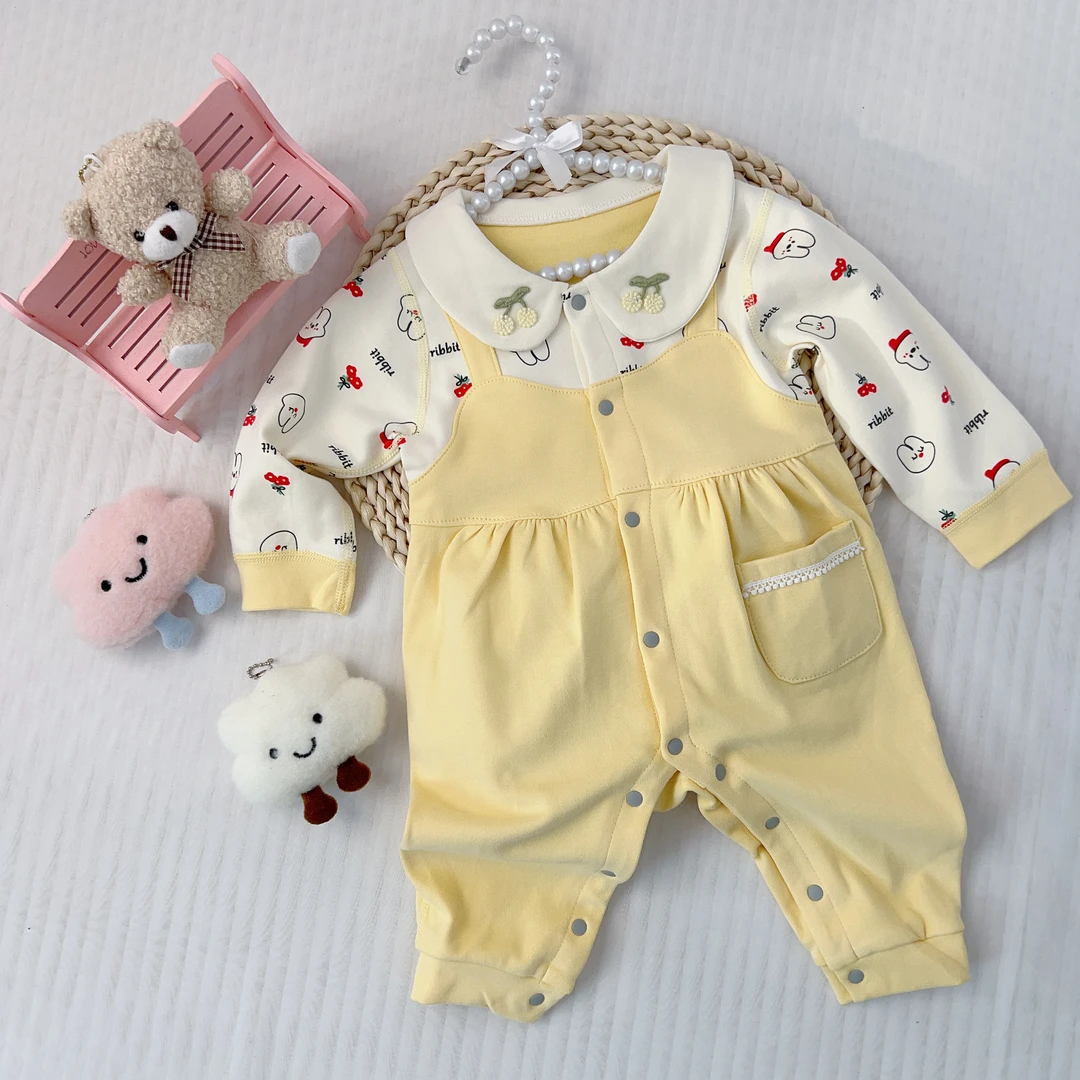 23126三宝兔春秋女宝连体套婴幼儿（花兔兔）