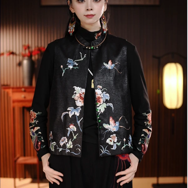 【蝶舞】小鱼高定新中式国风妈妈装刺绣双面双穿马甲