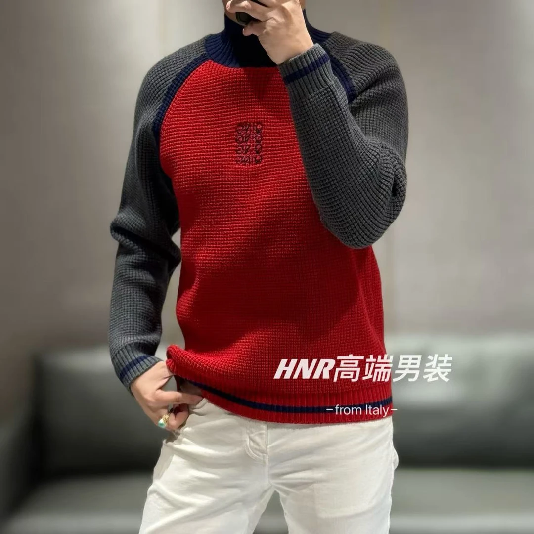 个性双色拼色设计款时尚潮流休闲百搭男士针织衫Q08