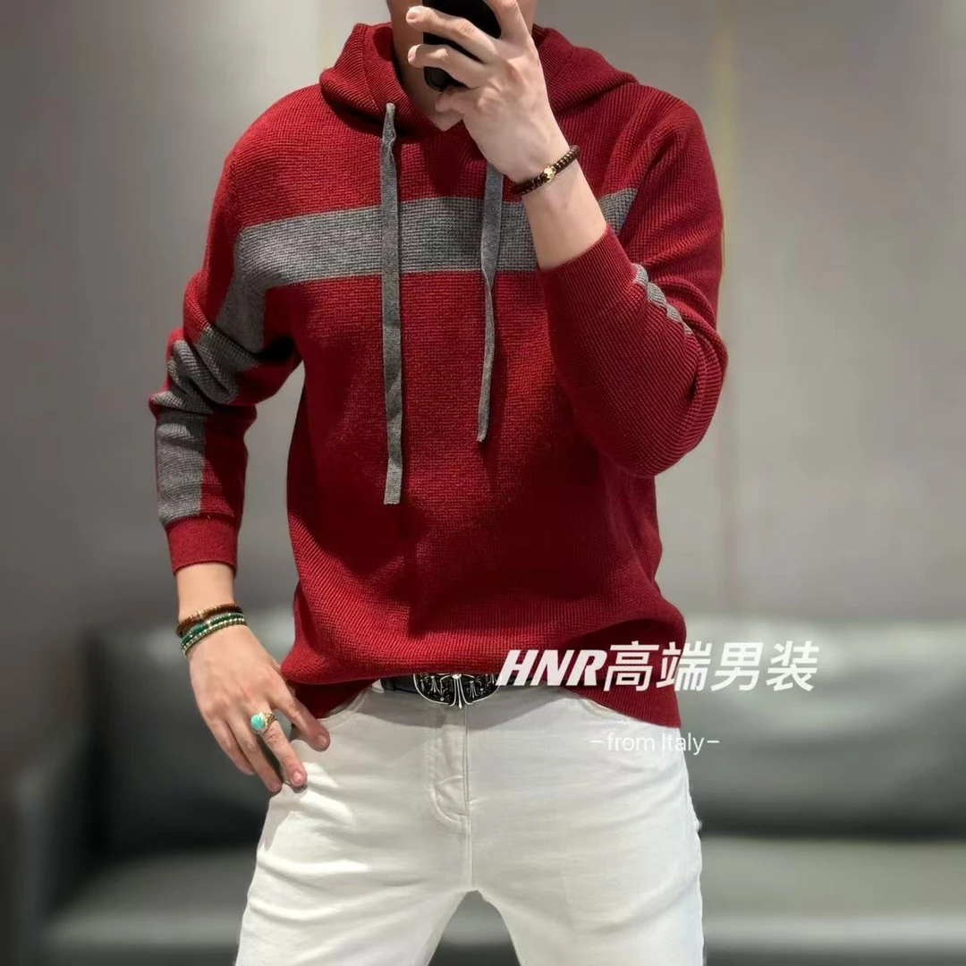 秋冬新款撞色拼接款时尚休闲潮流百搭连帽卫衣Q02