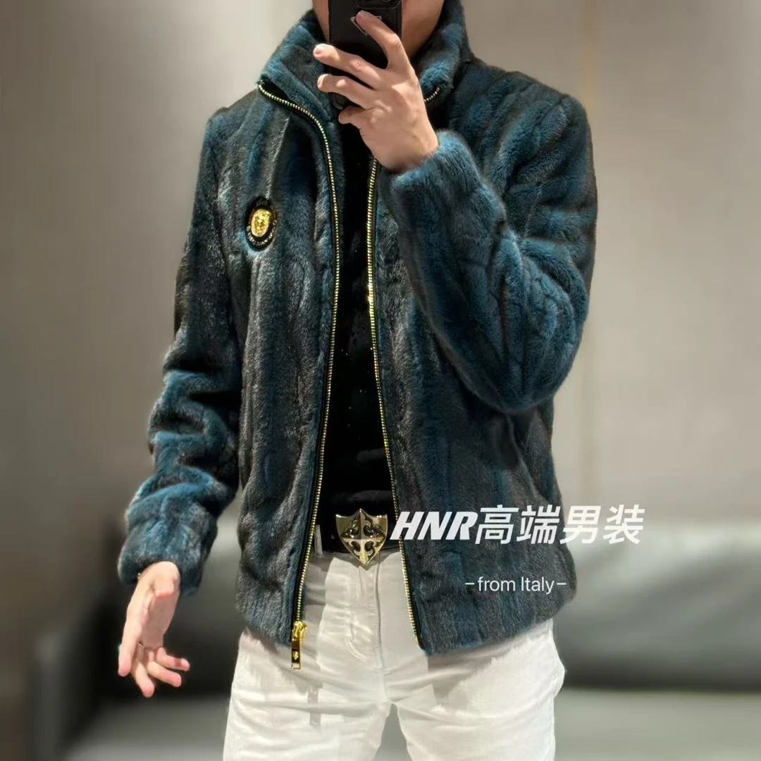 胸标图案雪狼貂男士休闲富贵气质冬季夹克外套2568