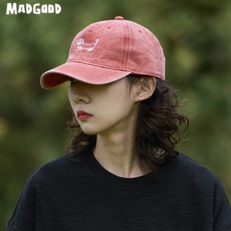 马得工地日系休闲百搭趣味腊肠狗刺绣鸭舌帽MDGDMZ243392