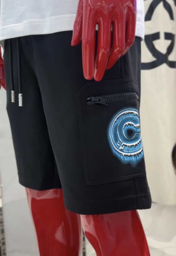 C+潮牌2024年新款短裤两侧印花休闲裤宽松百搭