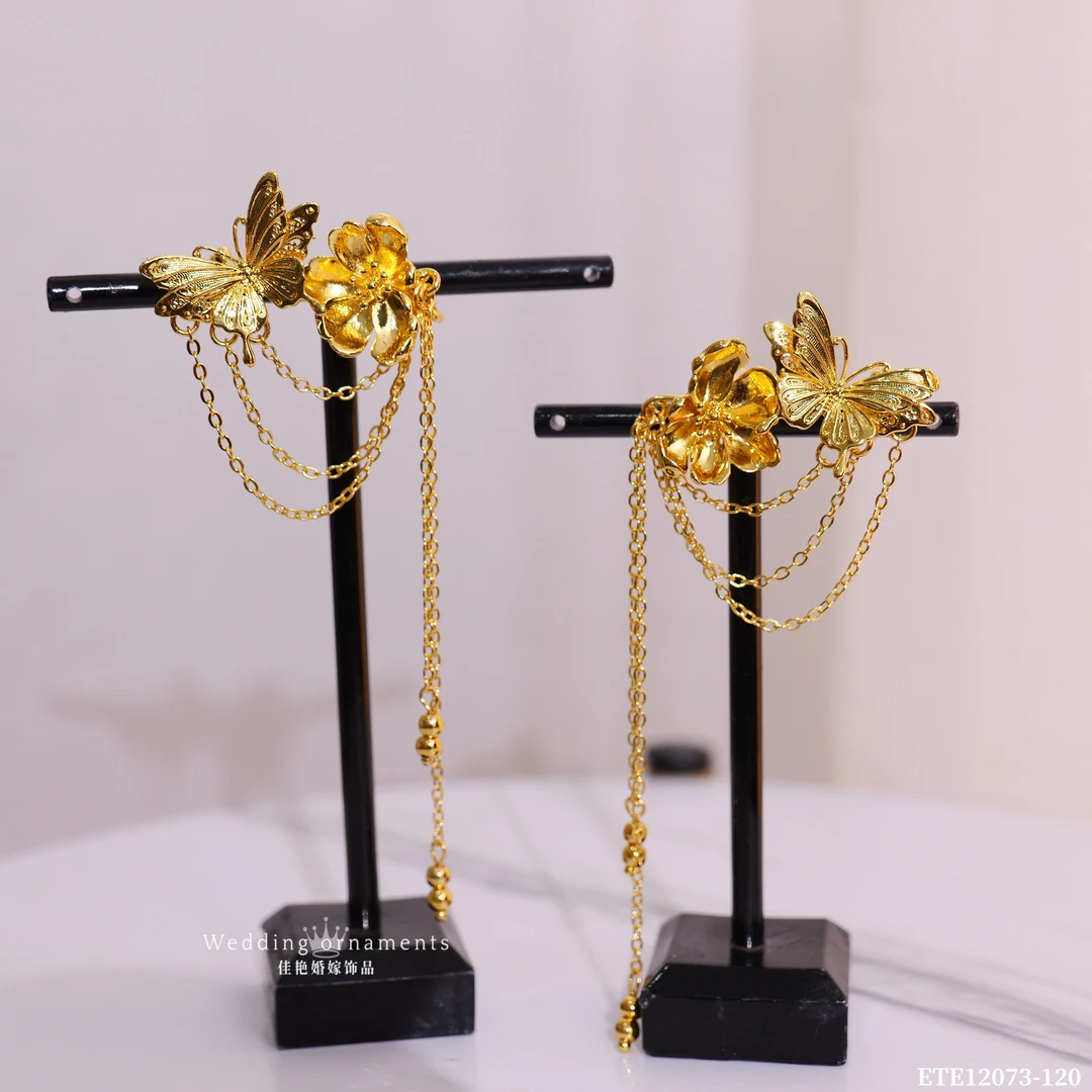 合金耳饰 12073ETE精致轻奢气质款金色耳骨夹立体蝴蝶减龄款耳夹