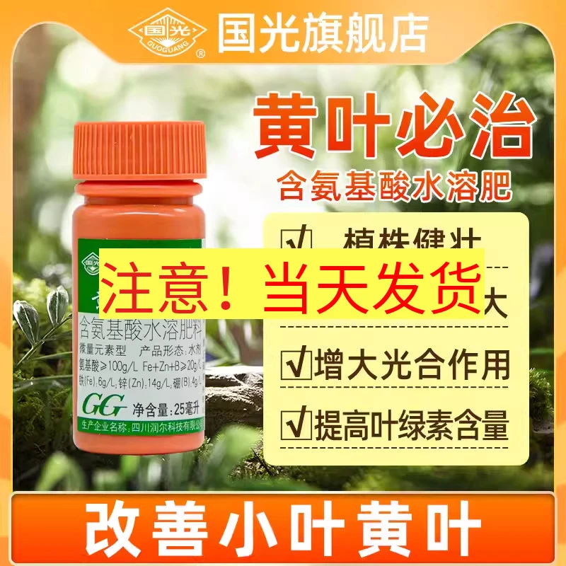 国光黄叶必治含氨基酸水溶微量叶面肥铁锌硼小叶黄叶卷叶三角梅