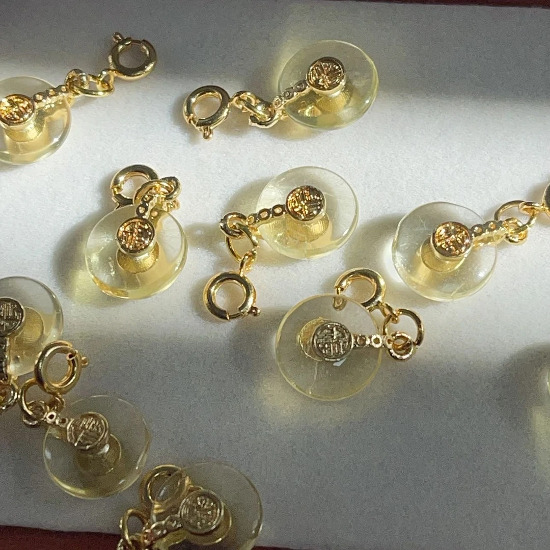 【孑缘】天然黄水晶平安扣滴溜配件净体时尚精美DIY珠宝手串配饰B36