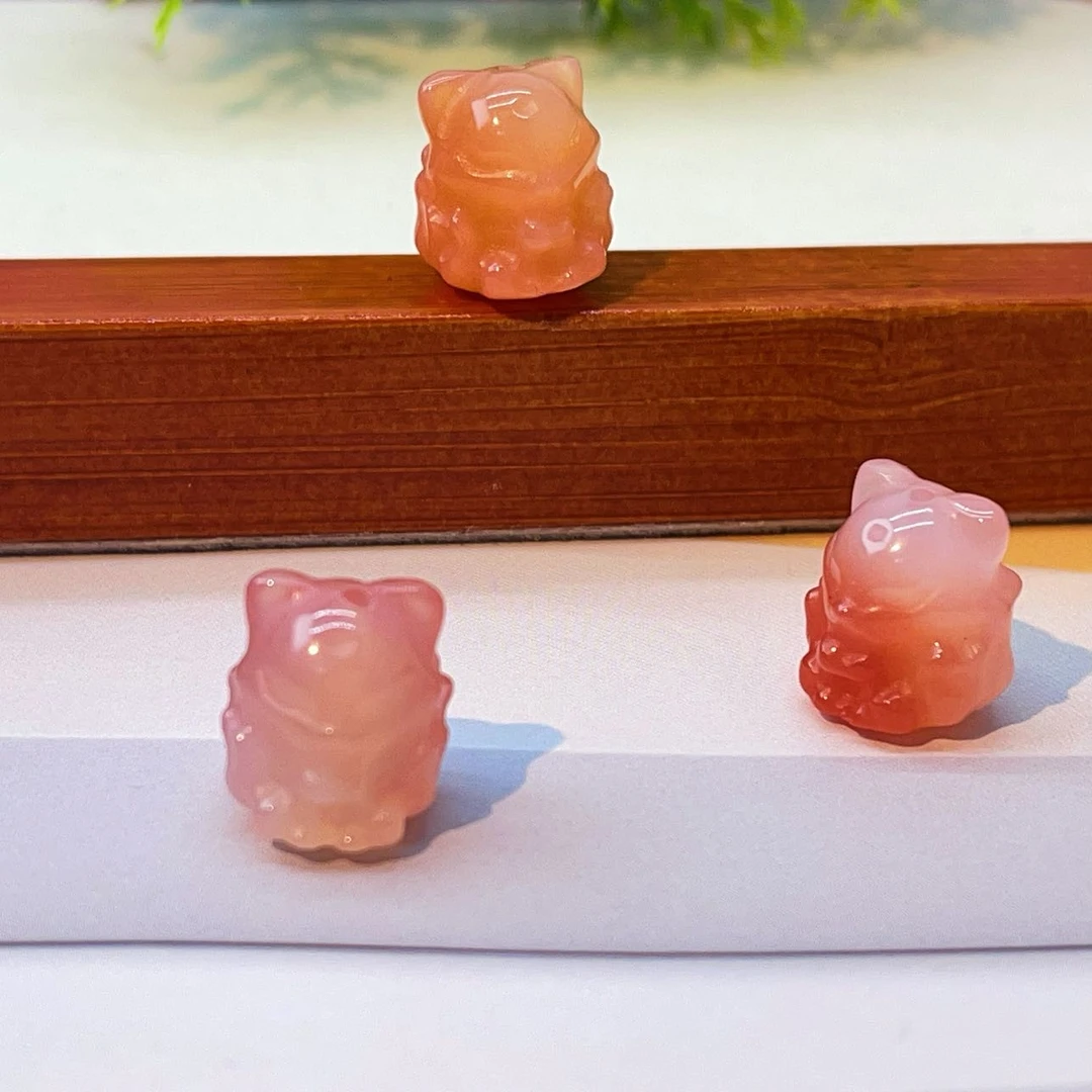 【孑缘】天然盐源玛瑙凤九上下通孔款手工雕刻精美DIY珠宝配饰 B11