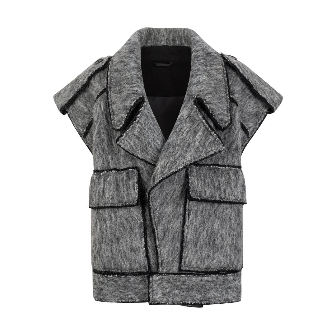 Z/S+D.秋冬新款直角肩廓形大版无袖外套761Y510Z