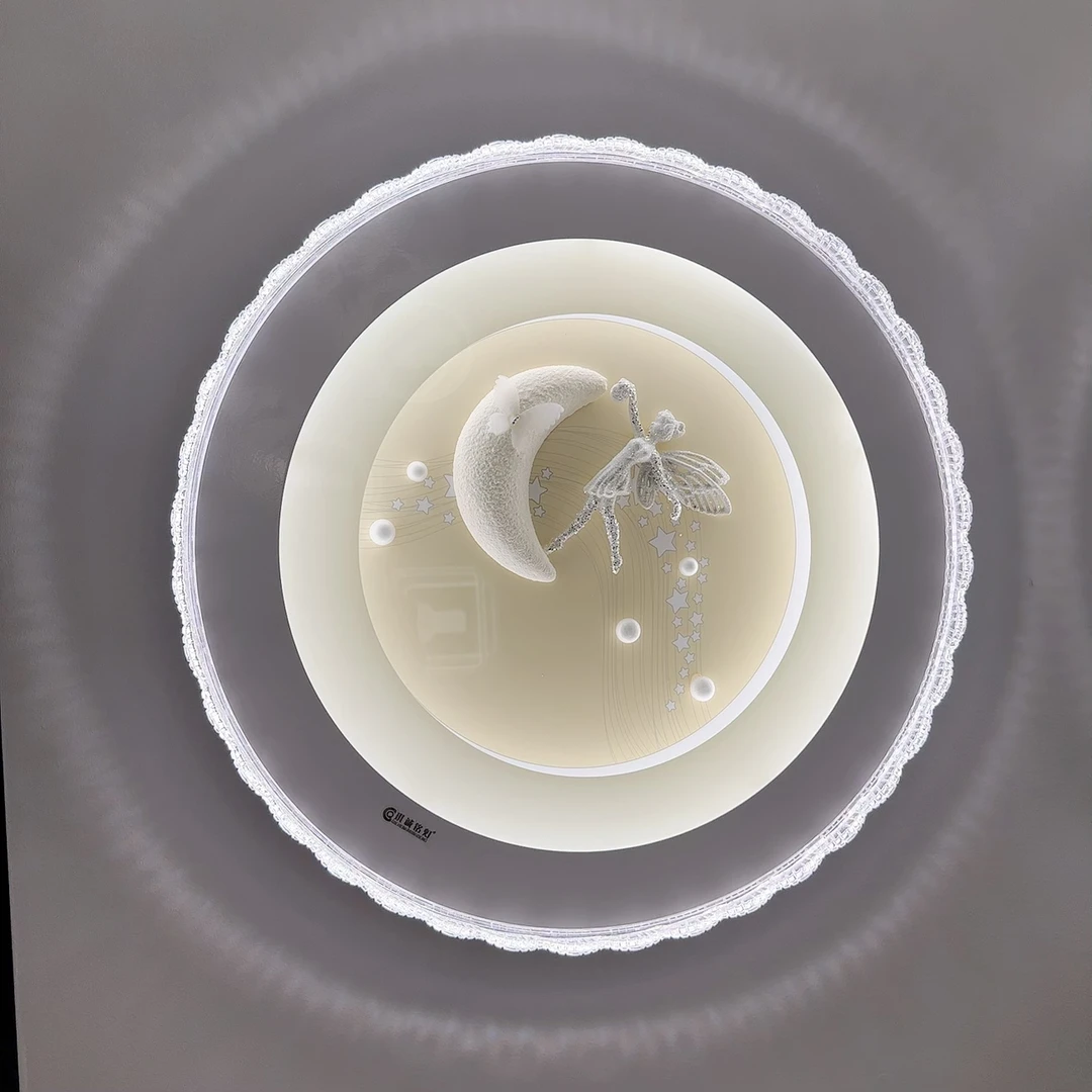 琪诚铭灯【花与鹿】圆形干草晶画节能护眼家用房间吸顶灯现代简约