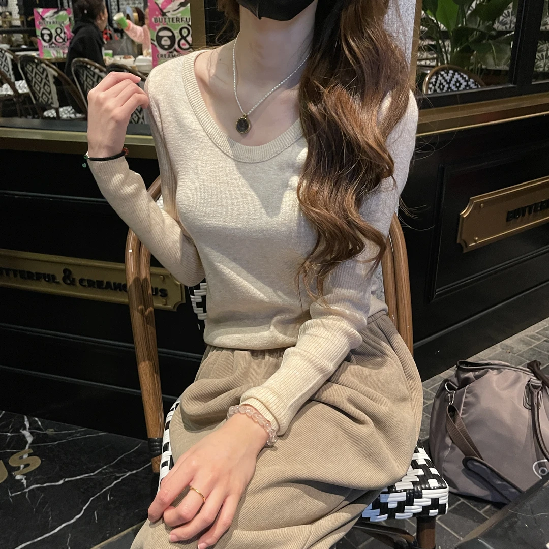 【M1399】Liixu毛衣圆领显瘦气质长袖洋气时尚修身套头针织衫