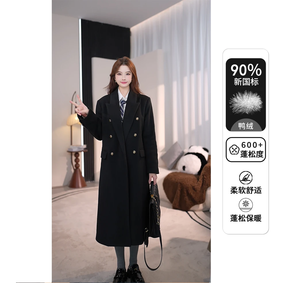 2024SP秋冬显瘦气质冬季中长款羽绒呢子大衣小个子赫本风