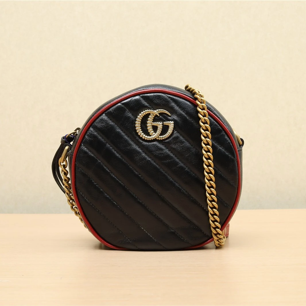 90新  【佳娴】GG Marmont  圆饼包   Mini 羊角扣P211962685