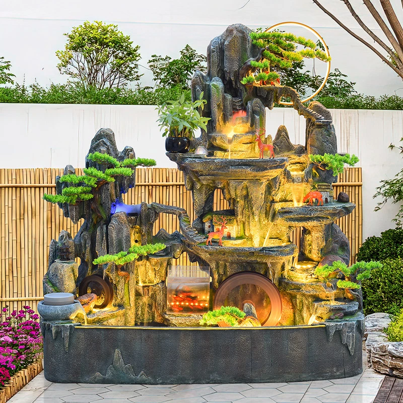 假山流水喷泉循环水鱼缸造景庭院客厅阳台公司办公室招财水景摆件