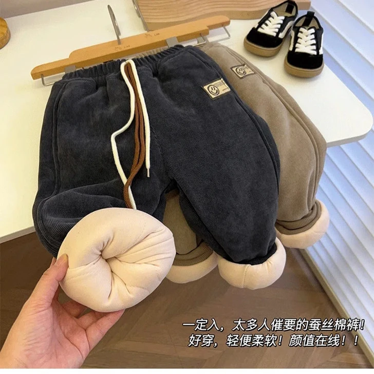 冬季儿童裤子男童加绒加厚一条过冬22年冬季新款宝宝棉裤