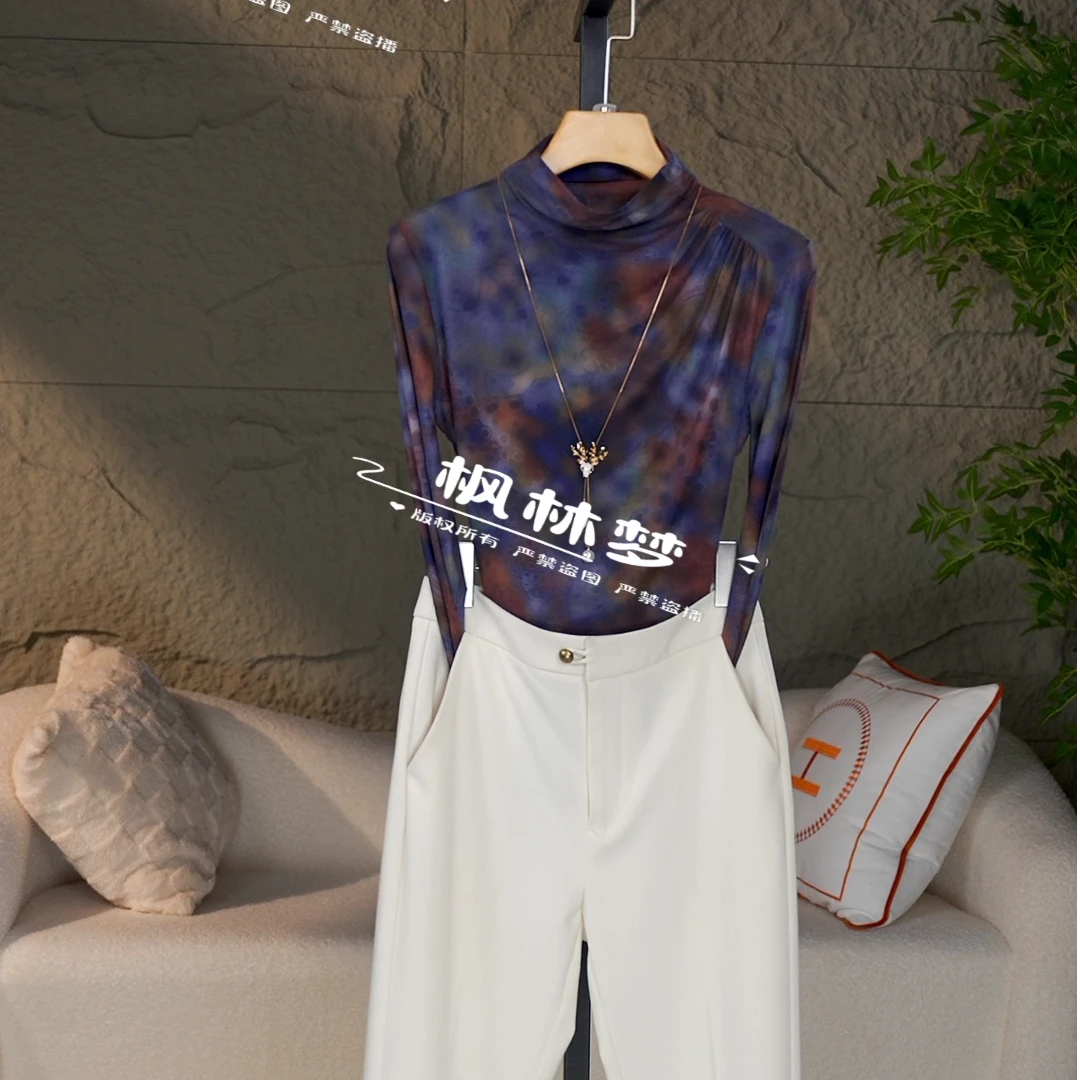 实际库存双面磨毛自保暖秋冬新款修身显瘦有绒长袖打底衫女上衣74