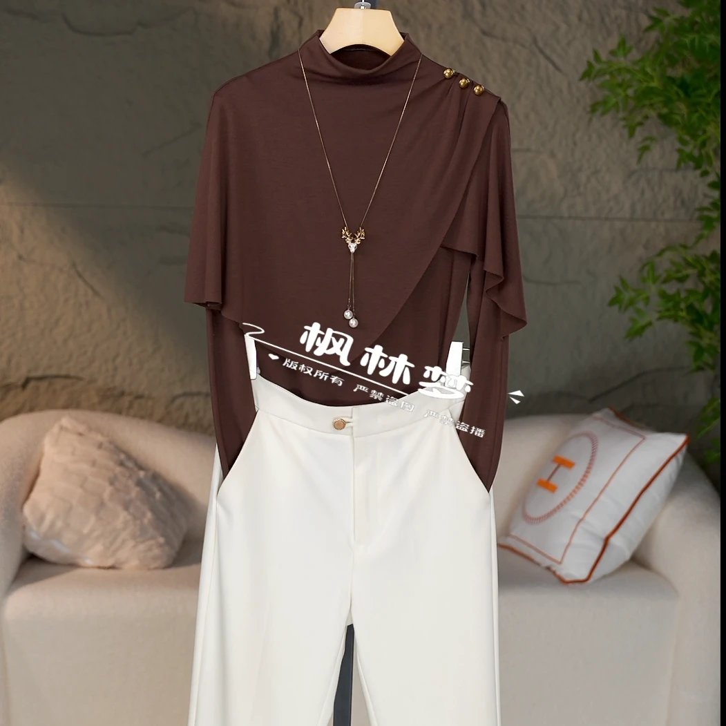 实际库存长袖秋冬新款气质保暖显瘦弹力海岛绒打底衫女上衣15