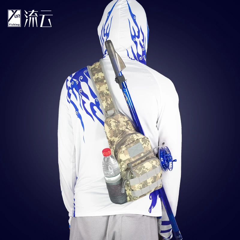 战马谷麦腰包野钓便携式多兜带拉链迷彩斜挎包谷麦竿包