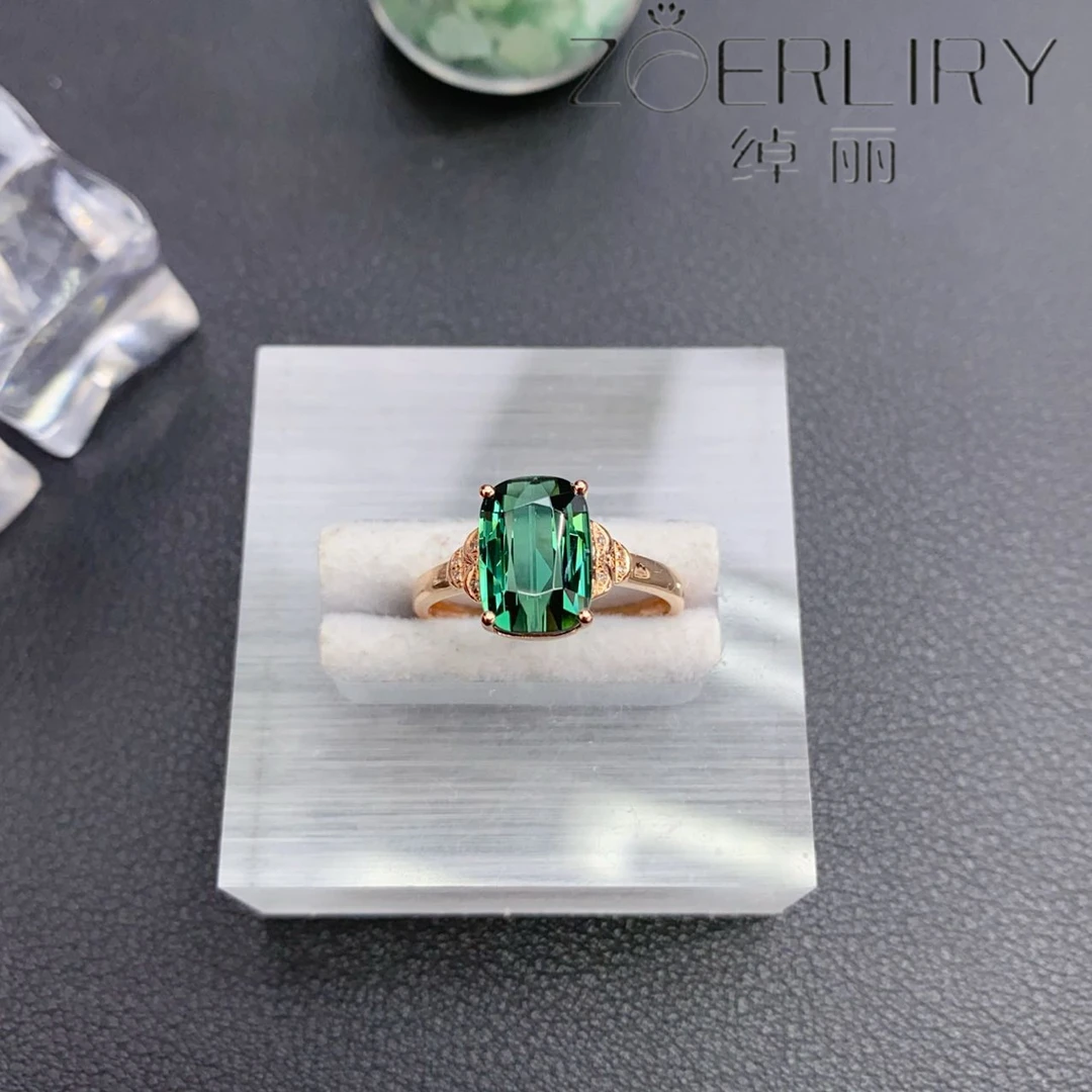 绰丽珠宝18k镶嵌钻石天然碧玺戒指 气质轻奢