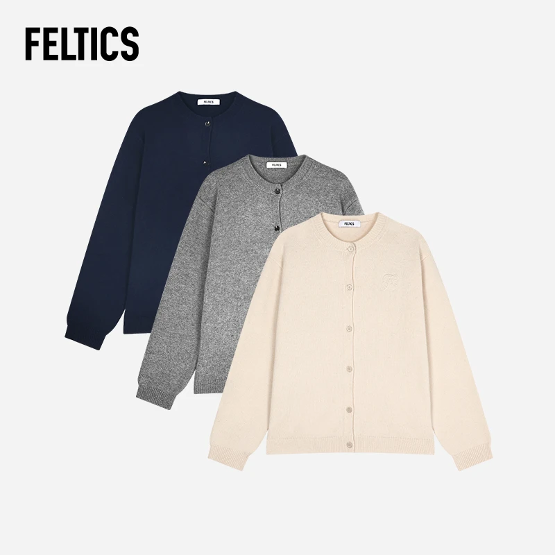 FELTICS新款上新舒适时尚简约休闲款圆领秋冬针织开衫