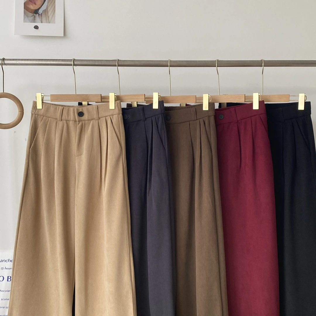 高级山本压褶垂感阔腿西装裤女春气质百搭显瘦直筒休闲裤