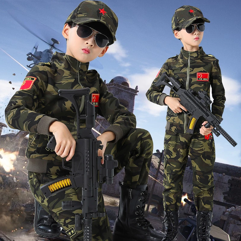 2023款儿童迷彩服套装男童春秋长袖童装3-12岁中大童衣服梭织无弹