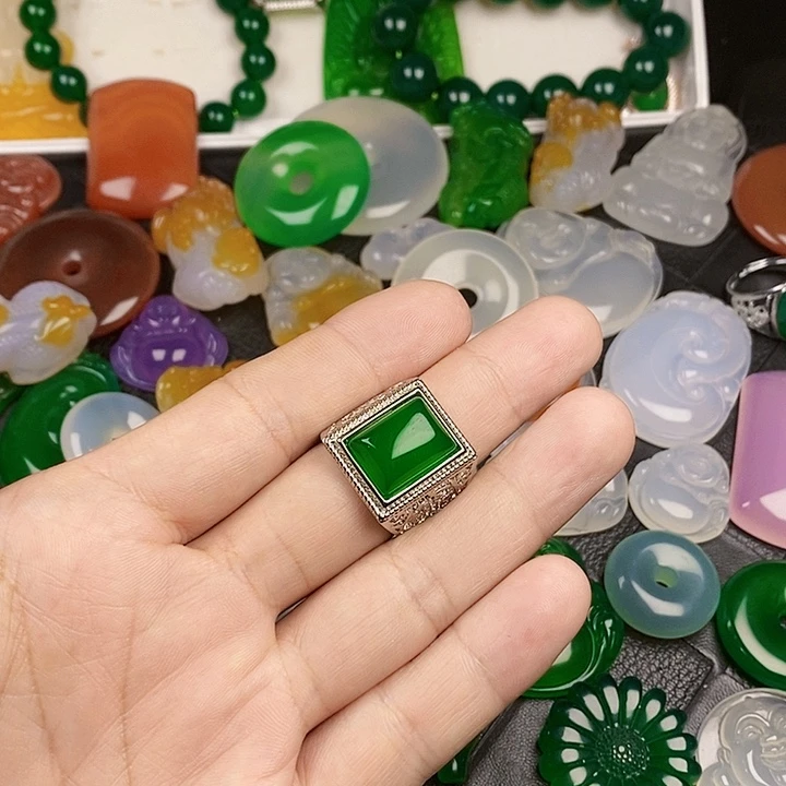 玛瑙/玉髓戒指合金奋**!
