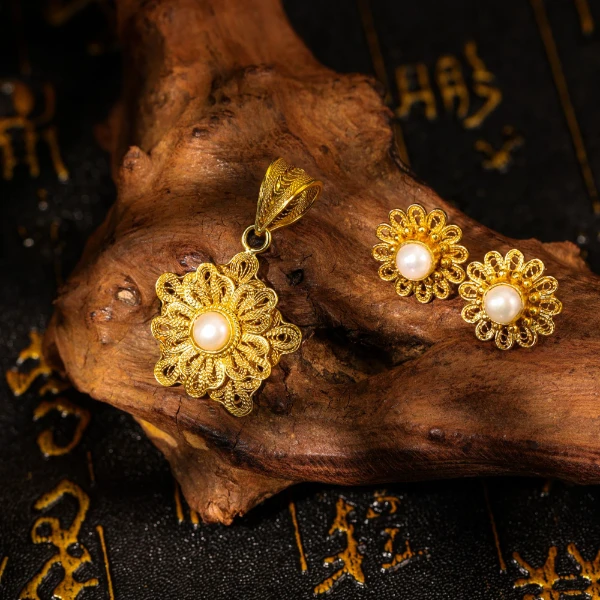 萃华金店 925银耳饰 花韵 限量高定款花丝国风气质女款太阳花@2