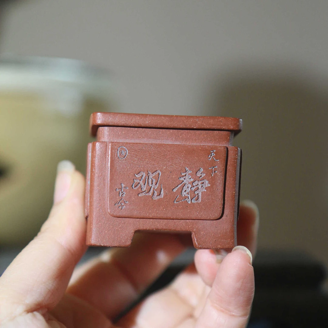 宜兴紫砂花盆手工盆景盆正方形拇指盆禅意微型盆仿古掌上盆栽