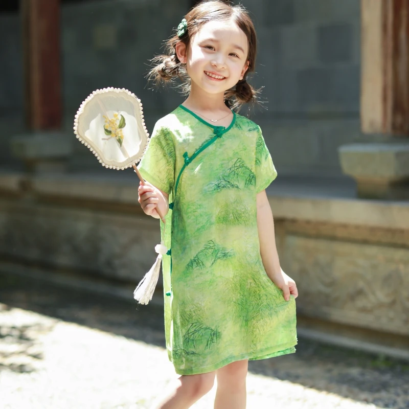 宝宝2025旗袍夏季中国风儿童改良汉服洋气连衣裙女童唐装清凉童装