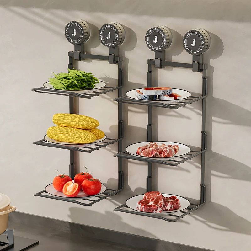 【哈乐熊】旋钮吸盘铁艺备菜盘可折叠厨房免打孔备菜架壁挂式配菜盘