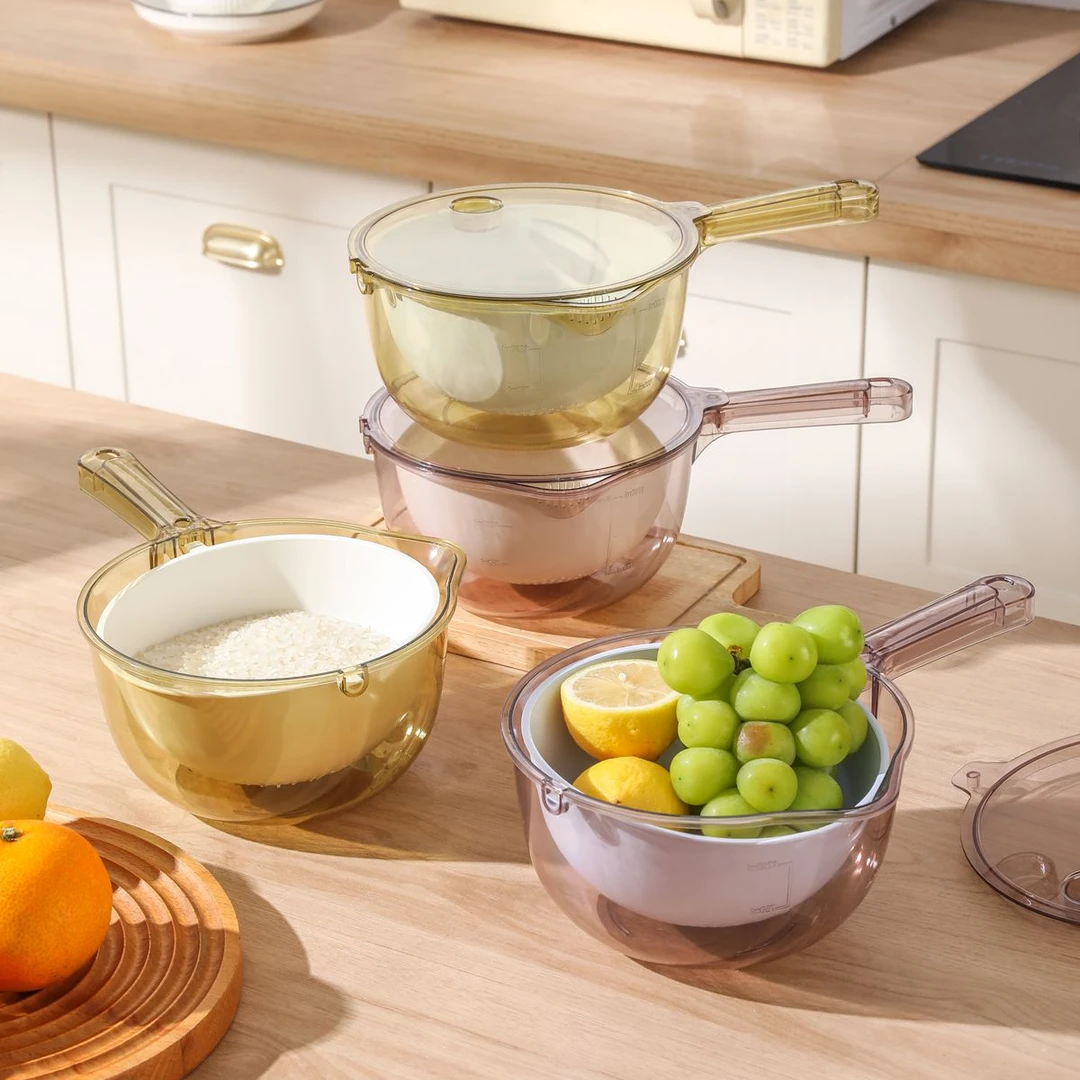 【哈乐熊】双层多功能淘米沥水篮洗菜盆厨房蔬菜篮水果滤水篮舀水瓢