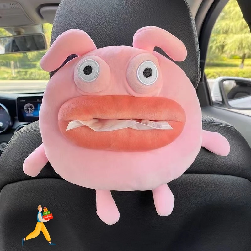 手工车载纸巾盒汽车用扶毛绒手箱抽纸盒车内装饰挂式可爱实用固定