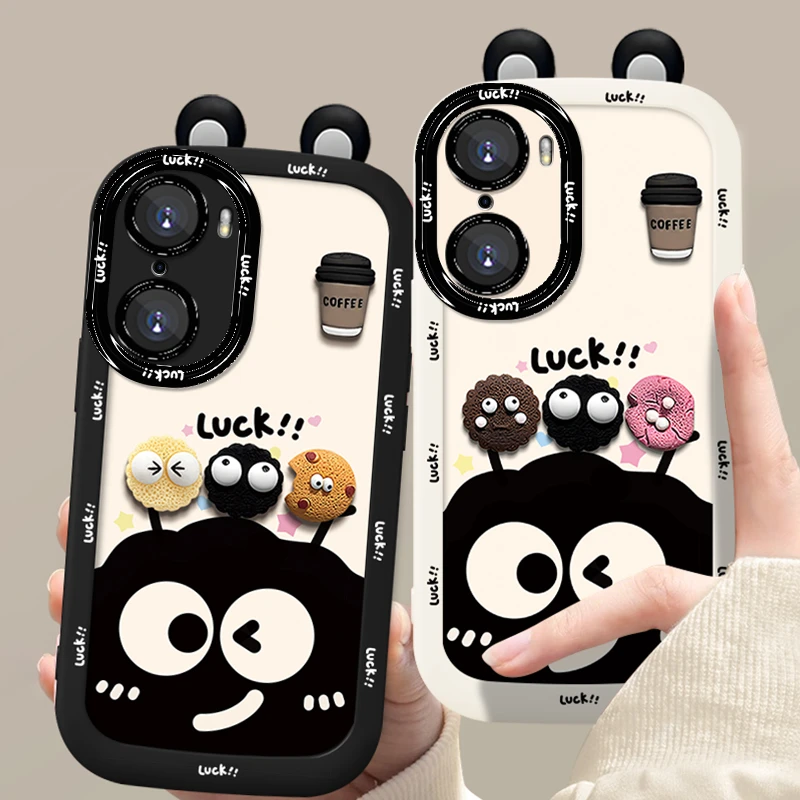 适用于【华为】荣耀60Pro幸运煤球可爱公仔新款硅胶防摔手机壳
