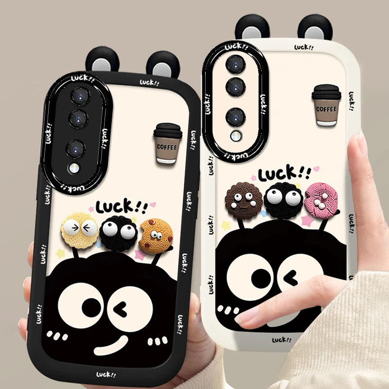 适用于【华为】荣耀70Pro/Pro+可爱饼干煤球新款网红卡通硅胶手机壳