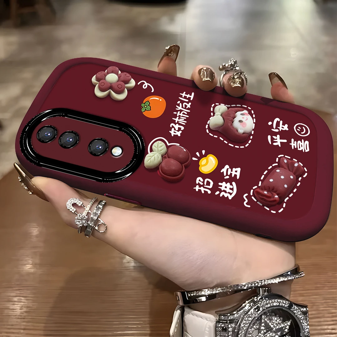 适用于【华为】荣耀90Pro柿柿顺利好柿发生可爱公仔硅胶防摔手机壳