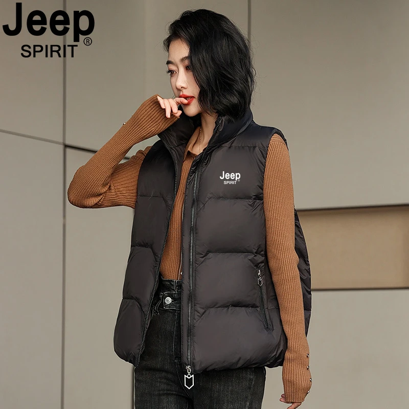 JEEP SPIRIT吉普2025年新款立领羽绒服马甲爆款女士无袖坎肩背心