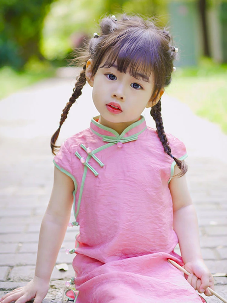 儿童旗袍2025新款夏季洋气连衣裙女童民国风古风汉服中式唐装裙子