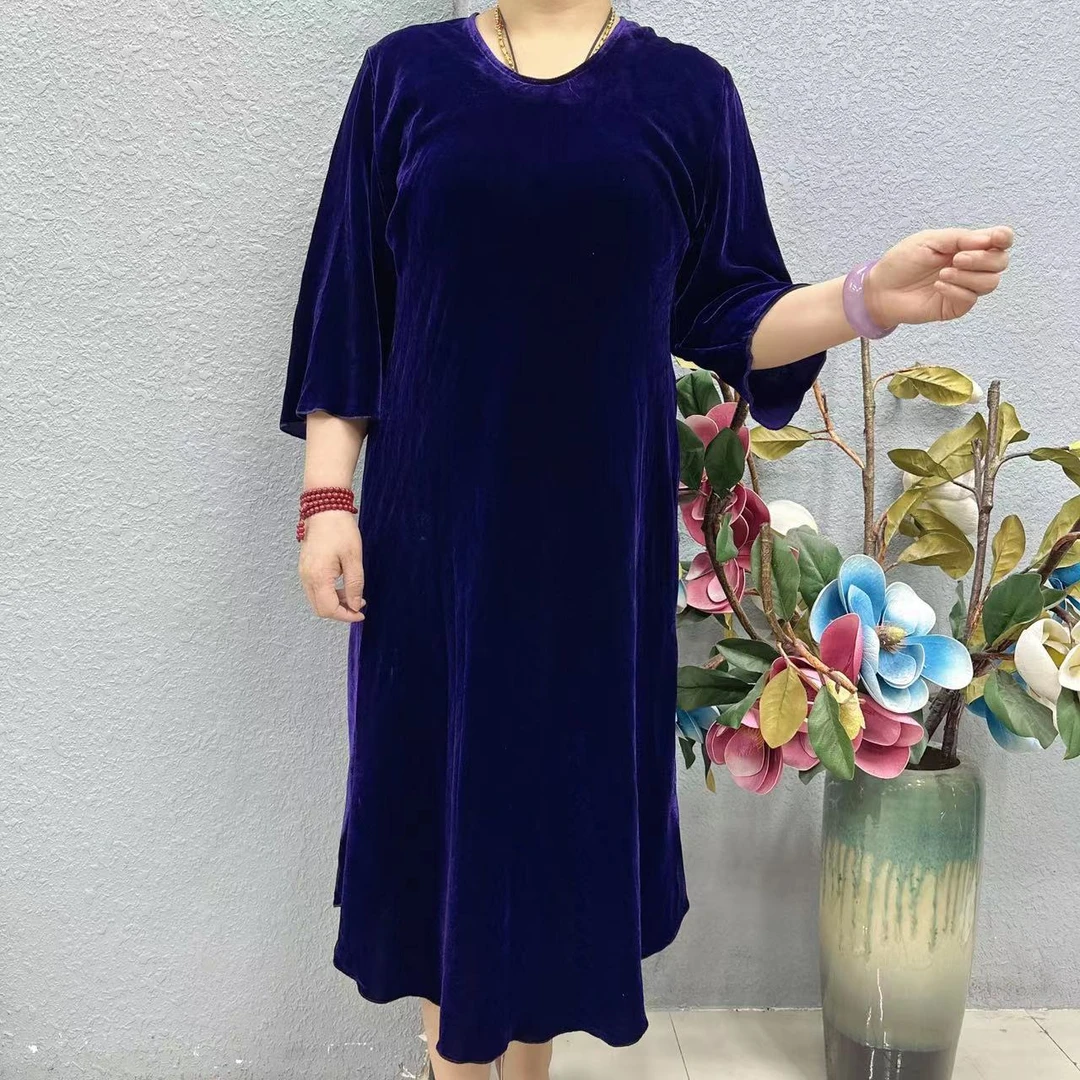 P1-8839款纯色桑蚕丝连衣裙