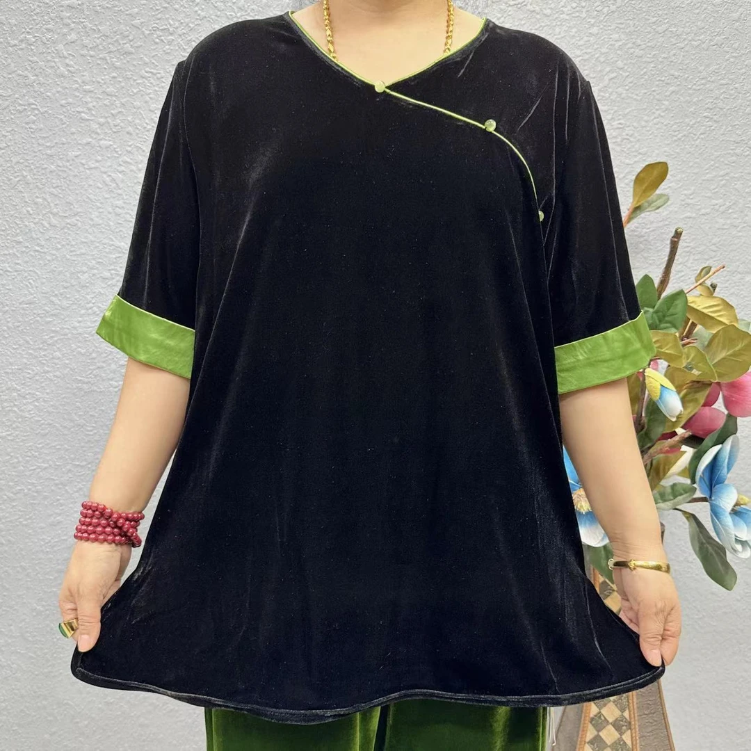 A3-89033款植绒中年上衣宽松版遮肉