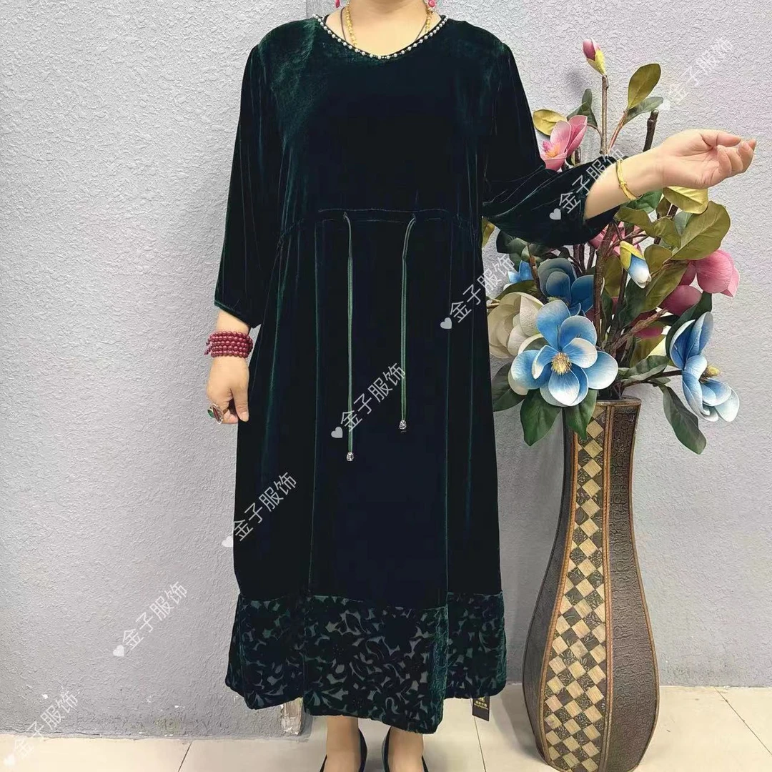 P2-66126大码蚕丝连衣裙妈妈装新款式裙子