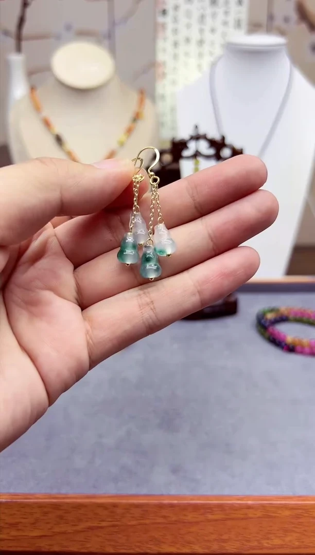 【闪购商品】翡翠耳饰14K金镶嵌E147