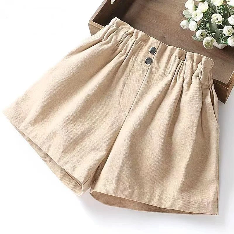 女童夏季小童休闲洋气百搭阔腿宽松薄款中大童韩版外穿五分运动裤